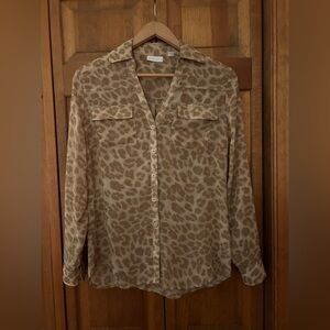 New York and Company Women’s Y2K Early 00s Inspired Brown & Tan Sz S Cheetah Top